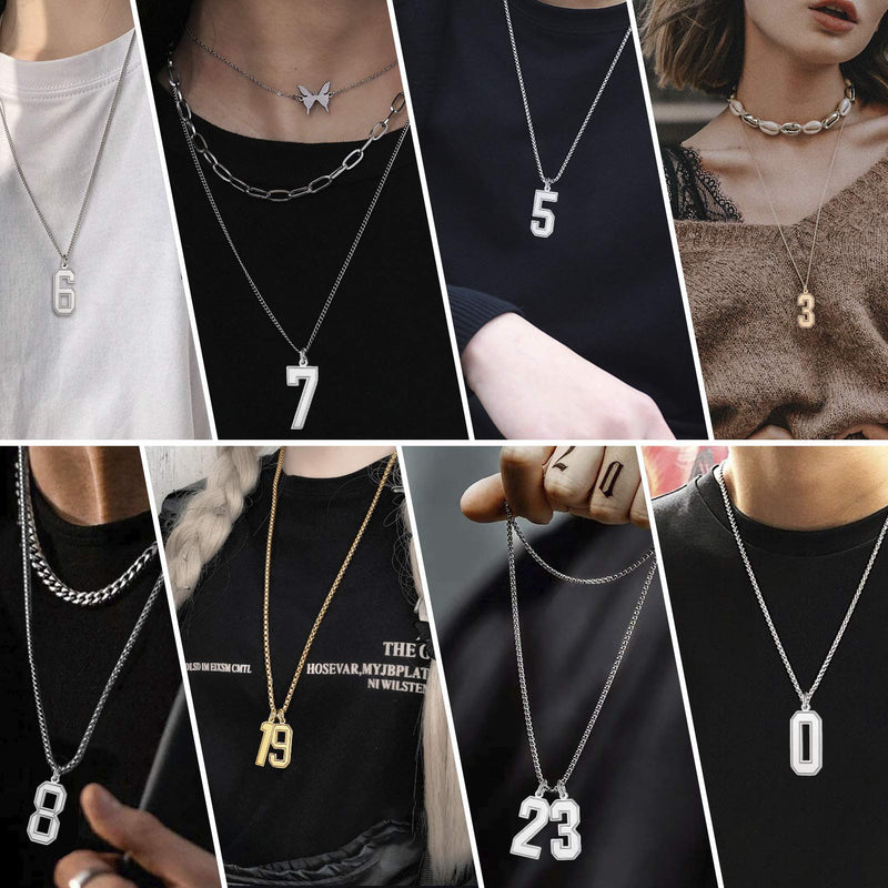 [Australia] - QeenseKc Sports Gold Lucky Number Necklace Inspiration Baseball Jersey Number Initial 25mm High Pendant Jewelry 3mm Wheat Chain 0 18k Gold Plated 25mm 