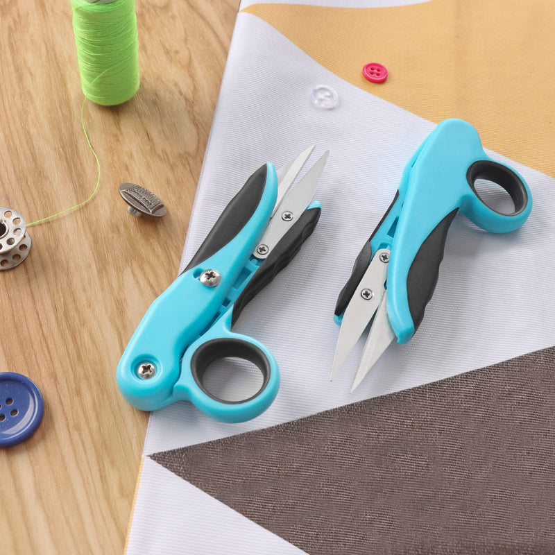 [Australia] - Asdirne Thread Snips, 5” Thread Scissors with Sharp Stainless Steel Blade and Soft Handles, Great for Sewing, Craft and DIY, 12.3cm, 2 Pcs, Blue/Black 