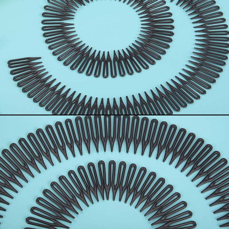 [Australia] - HOYOEY 6 Pieces Full Circular Stretch Flexible Comb Plastic Circle Comb Zigzag Headband Flexi Combs 