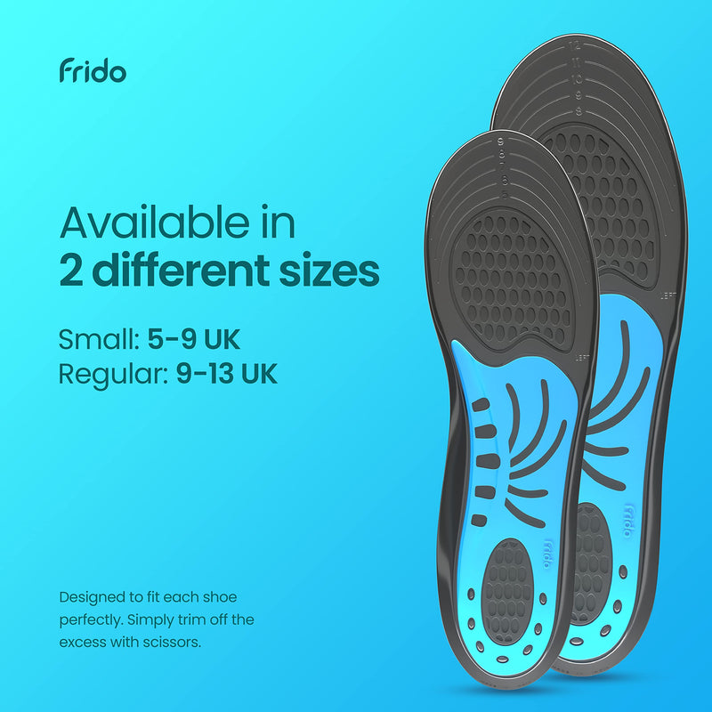 [Australia] - Frido Dual Gel Insoles, Everyday Shoe Inserts, All Day Comfort and Support, for Work and Casual Shoes. (Available for Men and Women in Sizes 9-13 UK) - Pack of 1 Pair REGULAR (9-13 UK) 