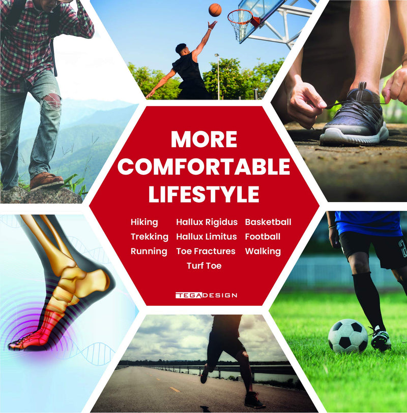 [Australia] - TEGA Carbon Fiber Insole (1 Pair) - for Turf Toe, Foot Fractures, Hallux Rigidus and Limitus - Rigid Shoe Insert for Sports, Hiking, Trekking, Basketball, Running - Alternative to Post Op Shoe 235 mm - Women's Size 8-8.5, Men's 7-7.5 