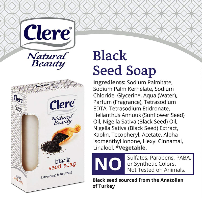 [Australia] - Clere Activated Charcoal Soap ‚Äì Detoxifying and Moisturizing Bar Soap With Shea Butter for Dry Skin and Removing Skin Impurities ‚Äì Simple Skincare Routine (Black Seed Oil, 5.2 Ounce, Pack of 4) Black Seed Oil 