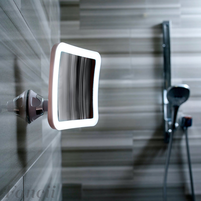 [Australia] - Fancii 10X Magnifying Lighted Makeup Mirror - Daylight LED Vanity Mirror - Compact, Cordless, Locking Suction, 6.5" Wide, 360 Rotation, Portable Illuminated Bathroom Mirror (Square) 