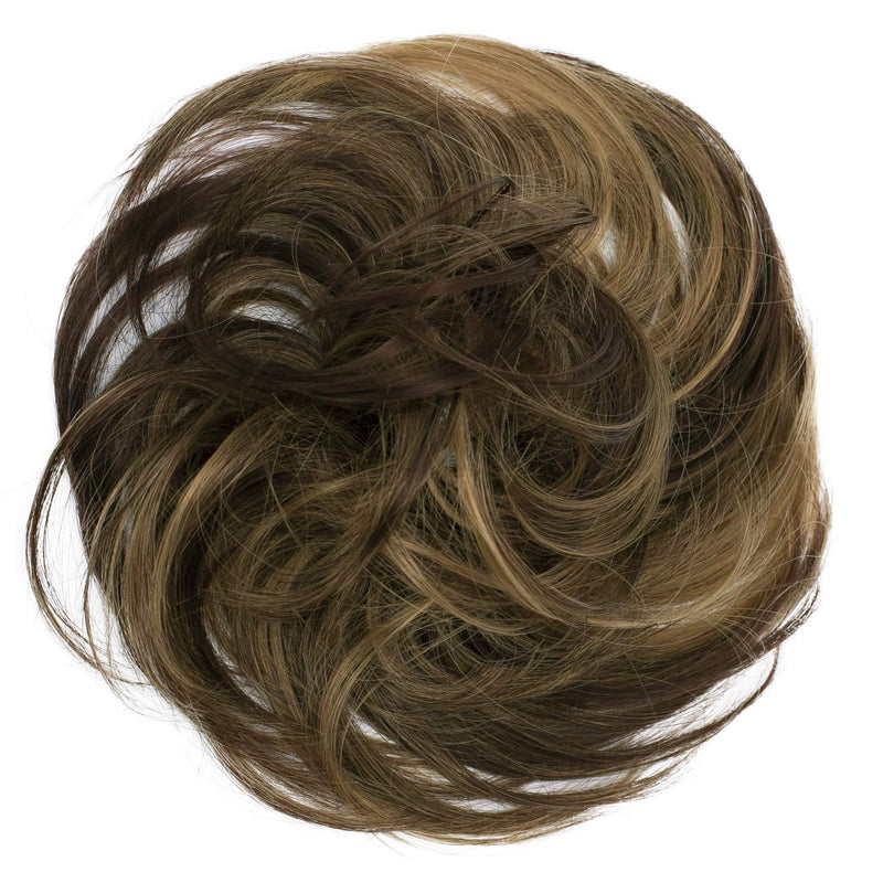 [Australia] - PRETTYSHOP Hairpiece Scrunchie Bun Up Do | Ponytail Extensions | Wavy Curly or Messy (Auburn Brown Blonde Mix #32H26 G40B) Auburn / Dark Blonde Mix #32h26 G40b 