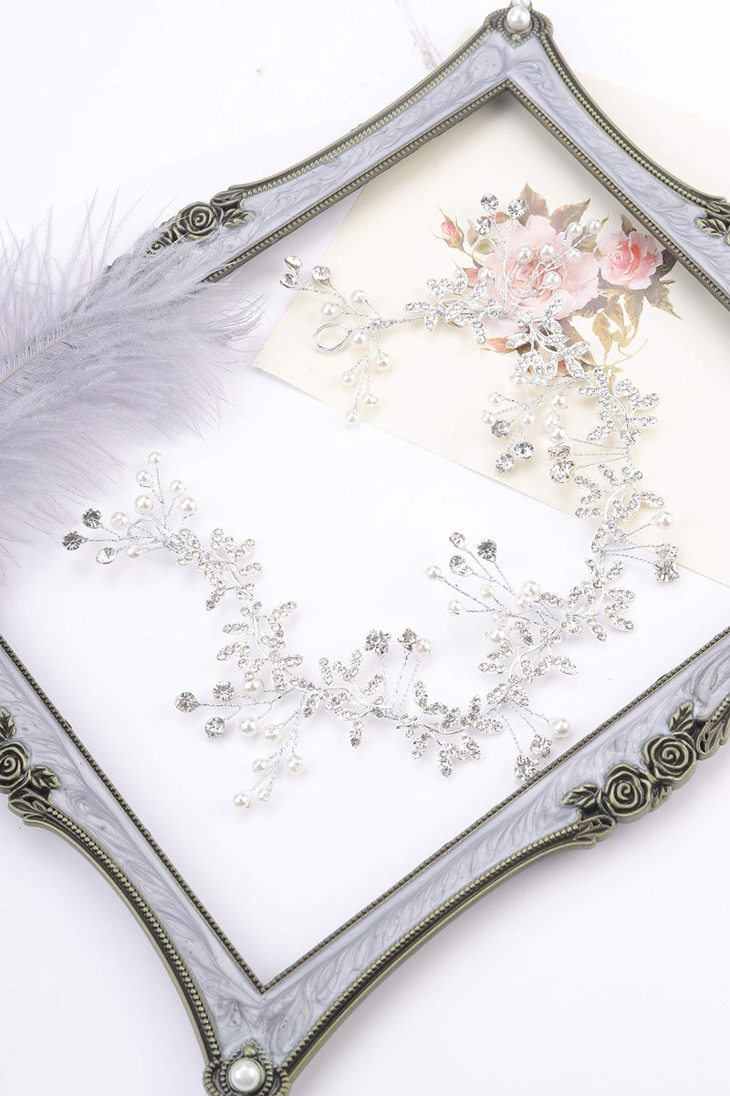 [Australia] - Kercisbeauty Rhinestones Headpiece for Brides Bridal Pearl Headband Vintage Wedding Tiara Women Festival Party Jewelry (Silver) Silver 
