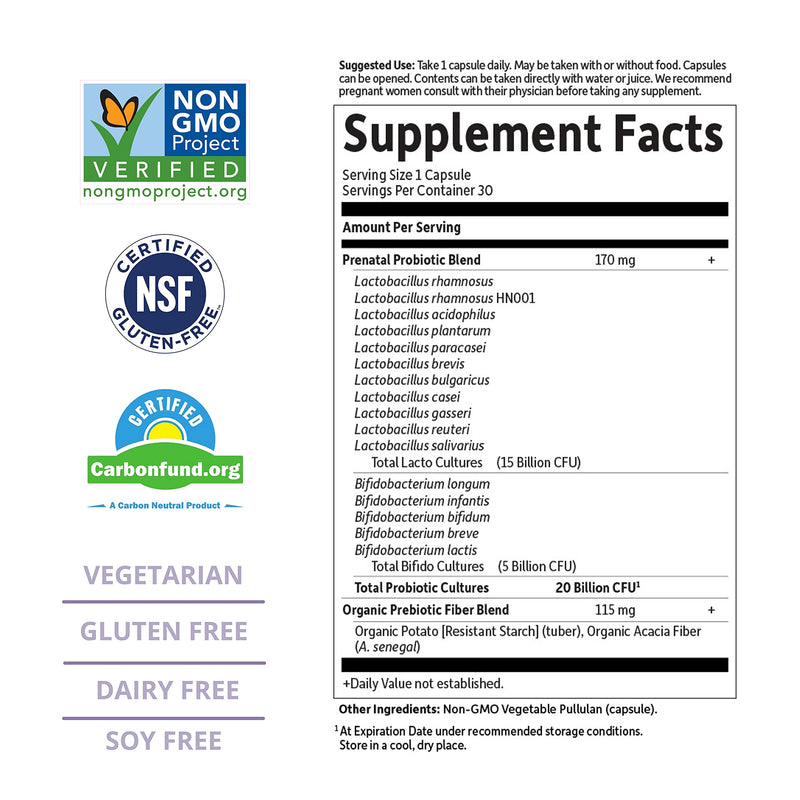[Australia] - Garden of Life - Dr. Formulated Probiotics Once Daily Prenatal - Acidophilus and Bifidobacteria Probiotic Support for Mom and Baby - Gluten, Dairy, and Soy-Free - 30 Vegetarian Capsules Shelf Stable Probiotics 