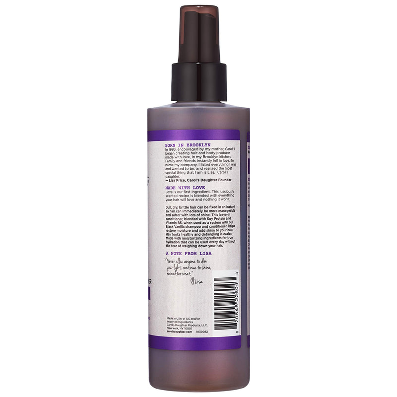 [Australia] - Carol’s Daughter Black Vanilla Leave In Conditioner Spray for Curly, Wavy, Natural Hair, Adds Moisture & Shine to Dry, Damaged Hair- Made with Castor Oil, Rosemary and Aloe for Hydration, 8 fl oz Leave-In Conditioner Spray 