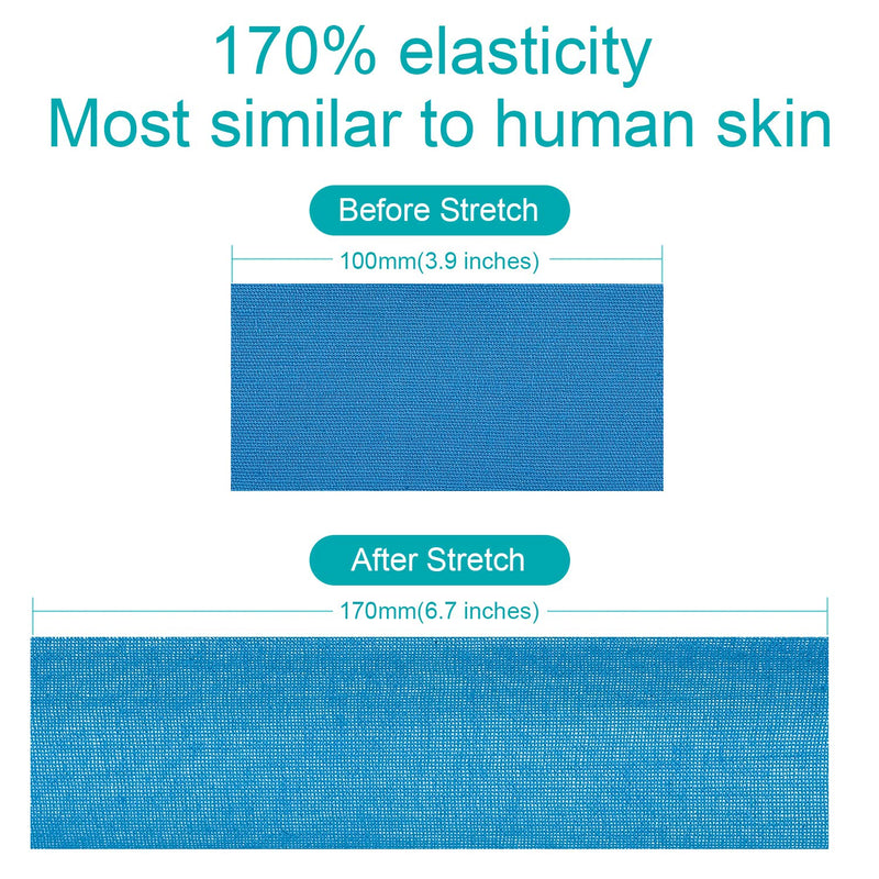 [Australia] - FITOP Kinesiology Tape 2" X 16.4', Kinesthetic Tape Roll (2 Rolls Sky Blue), Pain Relief of Muscles & Joint, Recovery Sports Injuries 