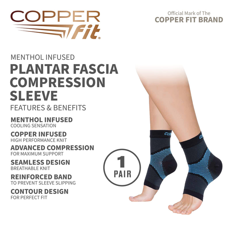 [Australia] - Copper Fit ICE Plantar Fasciitis Compression Ankle Sleeve Infused with Menthol, 1 Pair Large/X-Large 