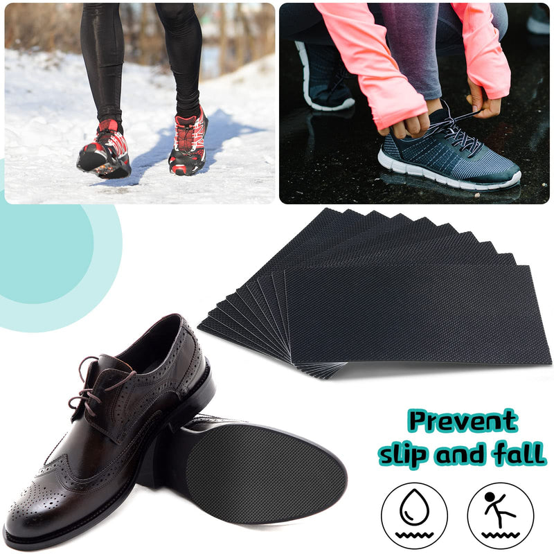 [Australia] - 10 Pcs Large Shoe Slip Pads Non Slip Shoe Pads Anti Skid Shoe Treads 3.1 Inch x 5.1 Inch Adhesive Shoe Grip Pads Rubber Shoe Sole for Bottom of Men Women Shoes Heels or Boots Replacement Black 