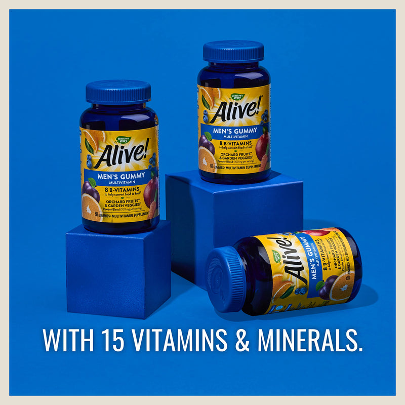 [Australia] - Nature’s Way Alive! Men’s Gummy Multivitamin, B-Vitamins, Delicious Fruit Flavors, 60 Gummies Men's 