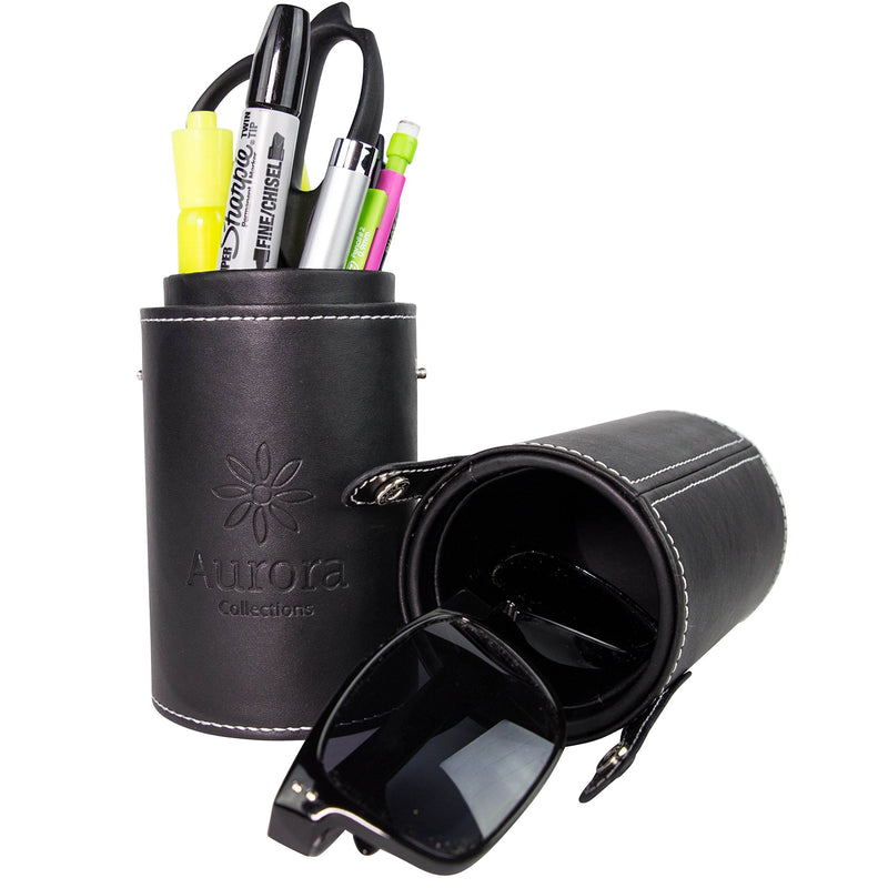 [Australia] - Makeup Brush Holder (JUMBO) by The Aurora Collections, 100% Sat Guar, Large Design Serves Multiple Needs - Travel Jewelry Case, Pencil Case/Holder, Toiletry Bag - Protective Hard Leather Cup! 