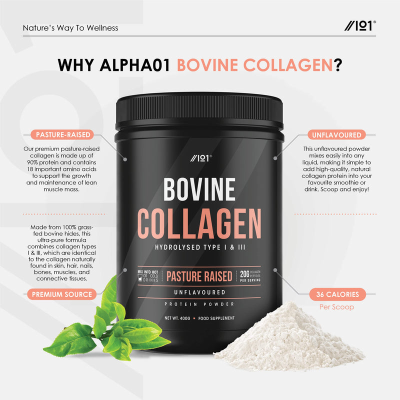 [Australia] - Grass Fed Collagen Protein Powder - Type I & III Pasture Raised Bovine Hydrolysed Collagen Peptides - Halal, Kosher, Unflavoured, 400g 400 g (Pack of 1) 