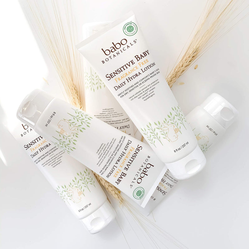 [Australia] - Babo Botanicals Sensitive Baby Fragrance-Free Daily Hydra Lotion - with Colloidal Oatmeal, Shea Butter & Jojoba Oil - EWG Verified, Vegan & Hypoallergenic - 8 fl. oz 8 Fl Oz (Pack of 1) 