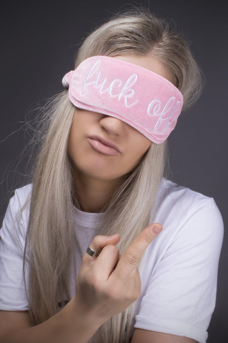 [Australia] - Vivid Hue Sleep Mask for Women Velvet Sleeping Mask Travel Nap Super Comfortable Lightweight Blindfold Eye Mask Funny Embroidery (Fuck Off) Fuck Off 