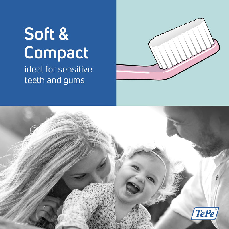 [Australia] - TEPE Select Compact Soft Toothbrush / Small, User-Friendly Brush / 1 X Select Compact Soft Brush, Assorted Colors 1 Count (Pack of 1) 