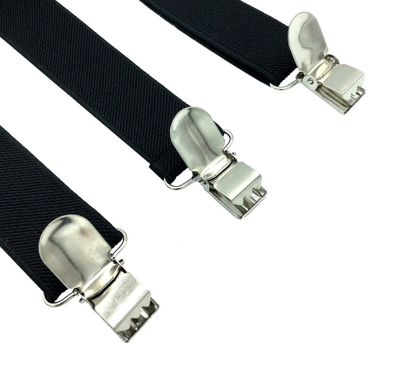 [Australia] - Trilece Suspenders for Men Adjustable 1 Inch Wide Y Back Style Strong Clips Solid Colors Y Style - Black 
