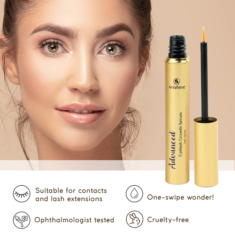 [Australia] - Arishine Advanced Lash Serum for Eyelash Growth, Eyebrow Enhancer, Lash Boost Serum for Longer, Fuller Thicker Lashes & Brows 5ml 