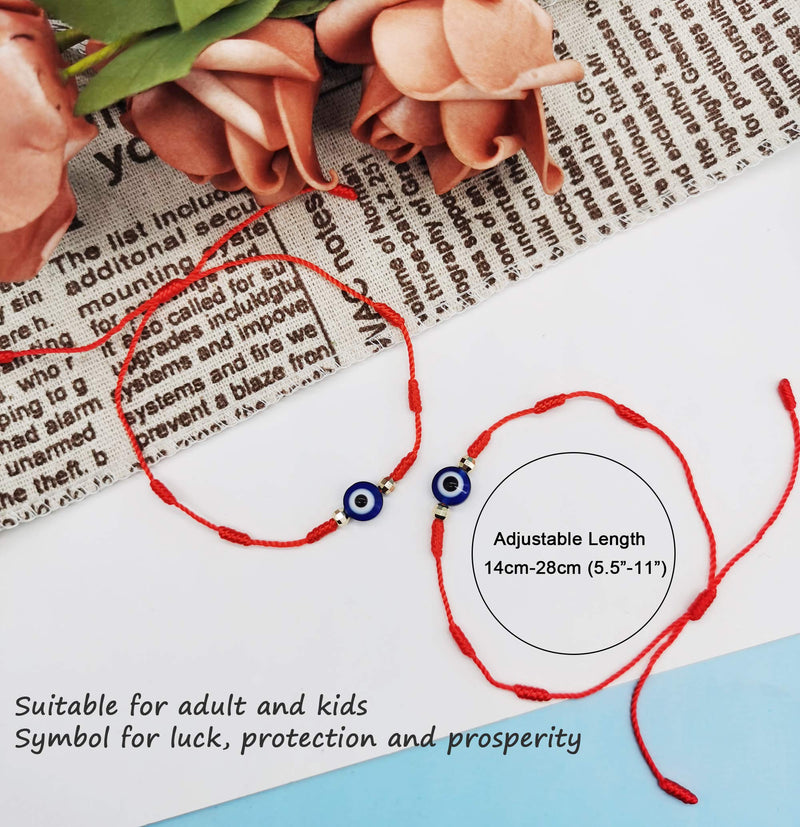 [Australia] - Jewdreamer 14PCS Evil Eye Bracelets for Women Men 7 Knot Lucky Bracelets Handmade Braided Red String Bracelet Adjustable Family Friendship Couple Protection Amulet Bracelet A: Red 