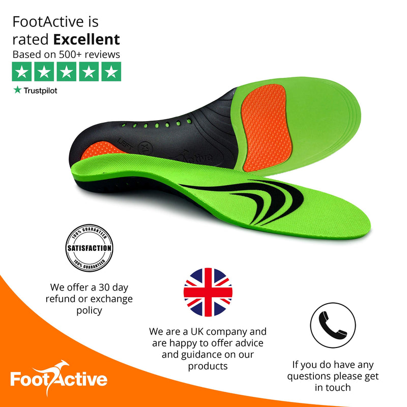 [Australia] - Orthotic Sports Insoles by FootActive | NHS - Approved | High Impact Advanced Orthotic Arch-Support Insoles for Sports, Athletics, Leisure, Work & Play | Relieves Plantar Fasciitis & Heel Pain 3/4.5 UK 