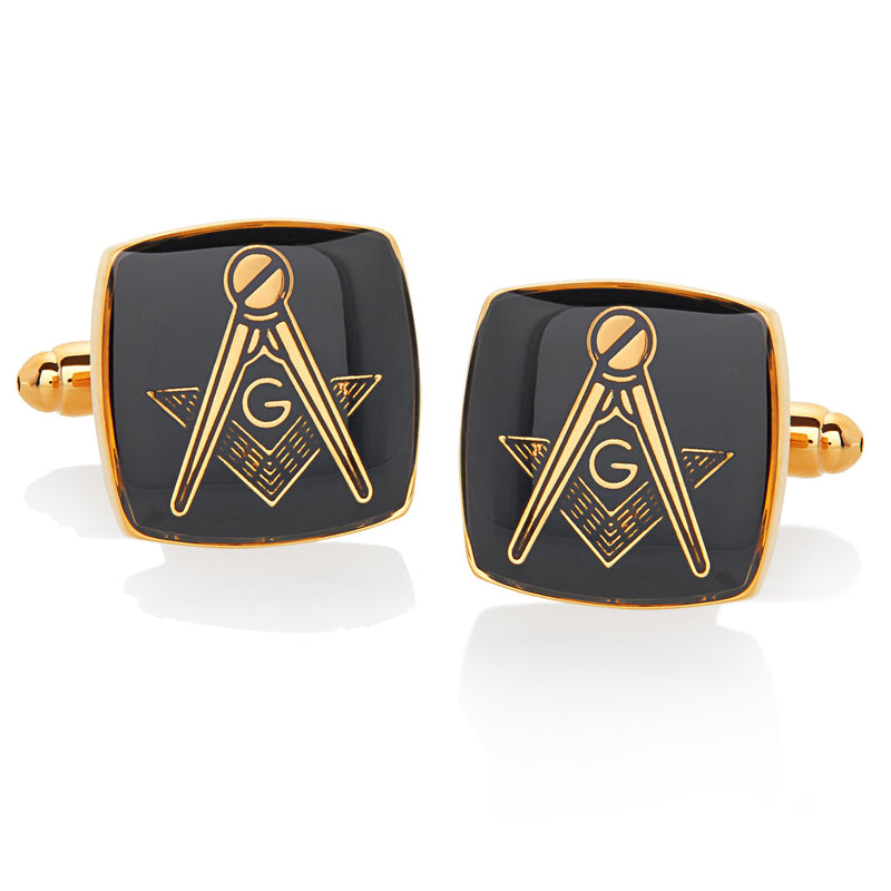 [Australia] - West Coast Jewelry | Crucible Men's Gold Tone High Polished Masonic Cuff Links 