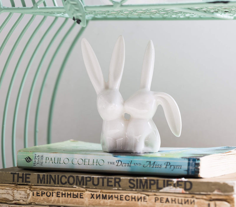 [Australia] - Creative Co-Op DA2618 White Ceramic Bunny Ring Holder, 3" L x 4" H 