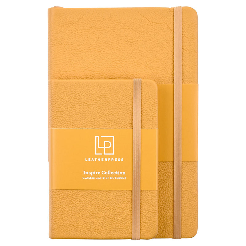 [Australia] - Leatherpress Classic Leather Notebook Journal, Hardcover, Butter Yellow, Pocket (3.8" x 5.7"), 240 Ruled Pages, Inspire Collection 