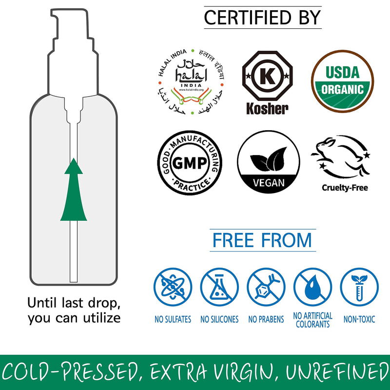 [Australia] - USDA Organic Moringa Oil Pure Multi purpose Skin Oil - for Face, Body, Hair - Food Grade, Oral Consumption - USDA Certified, Non GMO, Cold Pressed, Unrefined. bottle with Pump. Face Oil(3.4 fl oz) LA GREEN 