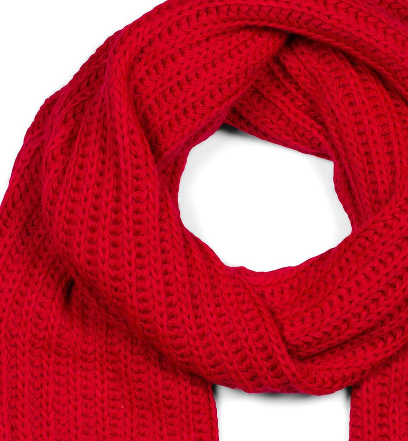 [Australia] - styleBREAKER Women long knitted scarf with ribs and pearl knitting pattern, warm winter knitted scarf Unicoloured 01018164 Red 