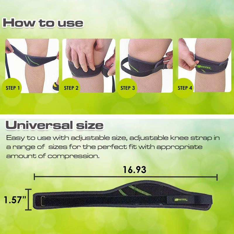 [Australia] - SENTEQ Knee Brace Support Strap, Adjustable Patella Knee Support Prevent Pain Tendinitis (SQ1 L008) 