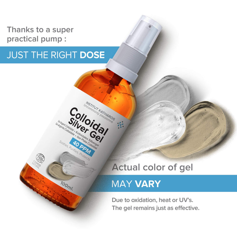 [Australia] - Institut Katharos • Pure Colloidal Silver Gel 40 PPM • 100% Natural and only 3 Ingredients • Optimal Texture and Absorption (Better Than Creams) • Amber Glass and Ultra-Practical Pump 