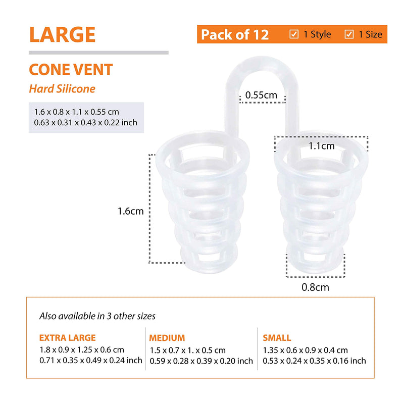 [Australia] - Nose Vent Sinus Relief Dilator (Pack of 12 Large Size) Hard Silicone Vents - A Simple Solution for Nasal Snorers - Reusable Snoring Device to Enjoy a Peaceful Night's Sleep by Mobi Lock Pack of 12 - Large - Hard Silicone 