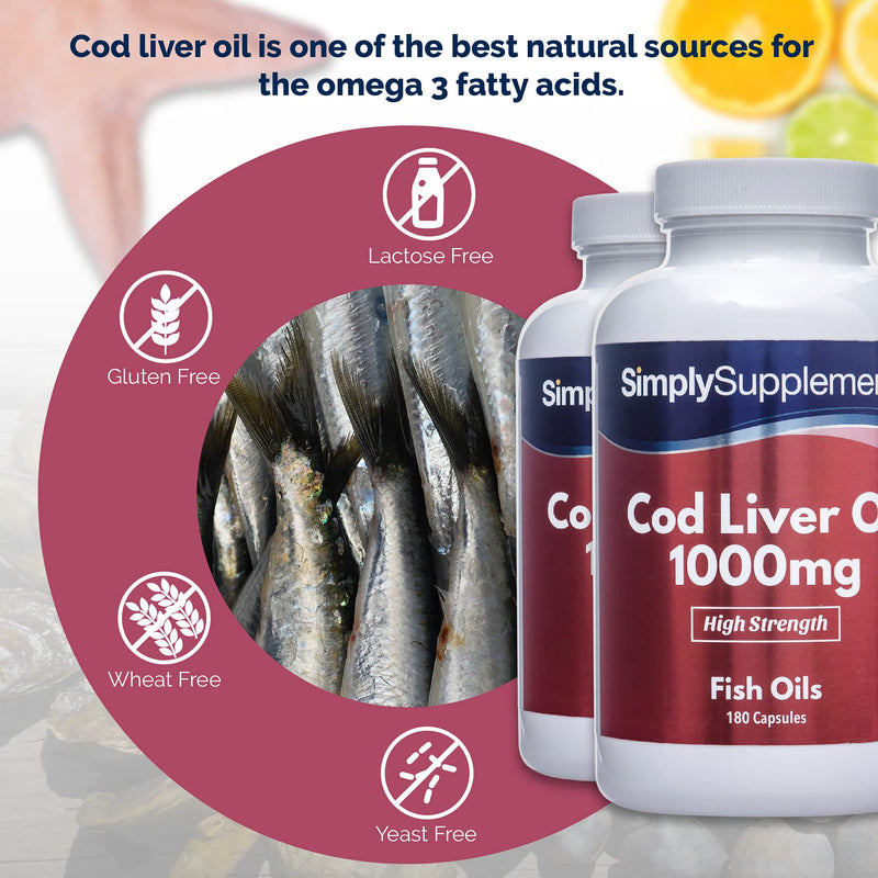 [Australia] - Cod Liver Oil 1000mg | Rich in Omega 3 Fatty Acids | 360 Capsules = Up to Year Supply | Manufactured in The UK 