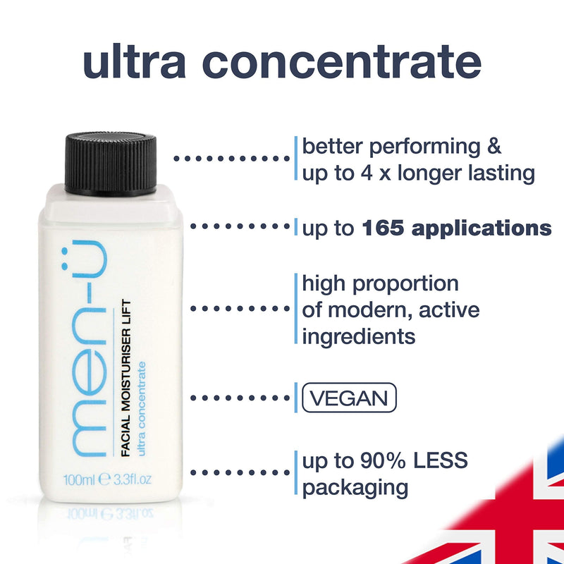 [Australia] - men-u aftershave balm FACIAL MOISTURISER LIFT, moisturiser for men, up to 165 applications, Post Shave Mens Moisturiser w/ Ultra-Concentrate, longer lasting, High Performance & Vegan Formula, 100 ml 100 ml (Pack of 1) 