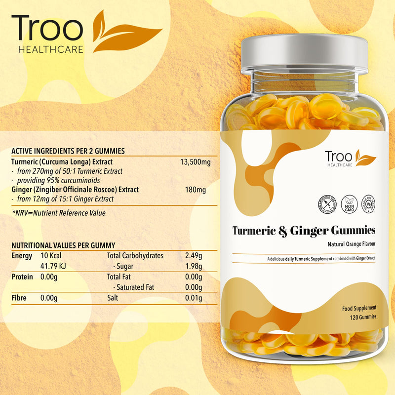[Australia] - Turmeric Curcumin with Ginger - 120 Natural Orange Flavour Chewable Gummies - Delicious Daily High Strength Gummy Supplement for Adults - Non GMO - Vegan Friendly 