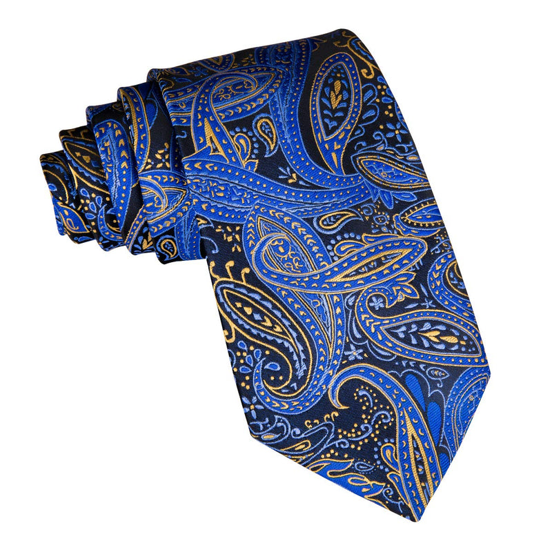 [Australia] - Dubulle Tie for Boys Self Tie Silk Kids Necktie and Pocket Square Set for Age 8-14 Blue Paisely 