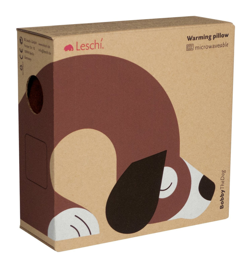 [Australia] - Leschi Wheat Bag microwavable, unscented/Heat Pack for Neck and Shoulders/Animal: Dog Bobby, Brown Chocolate / Midnight 