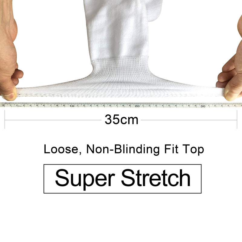 [Australia] - Busy Socks Non-Binding Top Diabetic Socks for Men Women, Thin Soft Crew Mid Calf Socks with Seamless Toe Large 4 Pairs White 