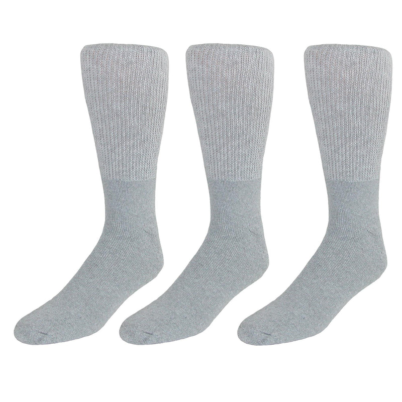 [Australia] - CTM® Men's Extended Size Diabetic Crew Socks (3 Pair Pack) Grey 