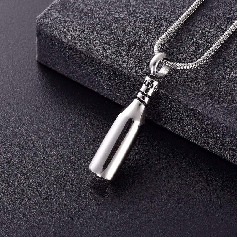 [Australia] - memorial jewelry Beer Bottle Cremation Jewelry Urn Necklace Pendant Memorial Ash Jewelry Keepsake Jewelry for Ashes Steel-1 