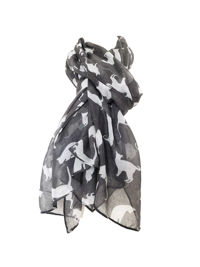 [Australia] - Grey with White Cats Scarf, Beautiful Design, Fantastic for The Animal Lover in us All 