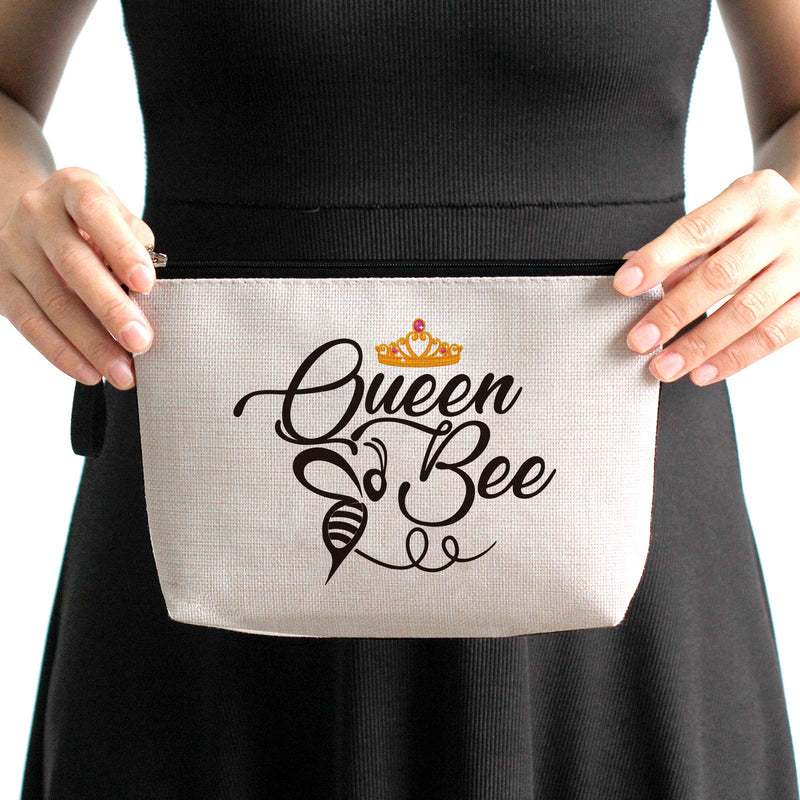 [Australia] - Queen Bee -Makeup Bag, Bumble Bee Inspirational Gift for Her, Beekeeper Gifts, Gift Gardener, Honeybee Gifts, Bee Bag, Honeybee Pouch Case 