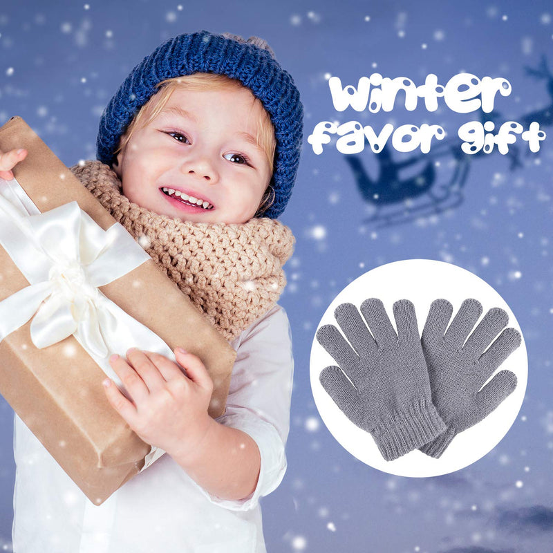 [Australia] - Cooraby 3 Pairs Kid's Winter Gloves Thick Cashmere Warm Knitted Gloves Children Cold Weather Gloves 6-12 Years Black and White, Grey, Red 