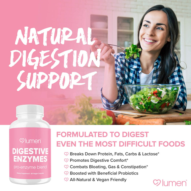 [Australia] - Lumen Naturals Digestive Enzymes Probiotics and Prebiotics - Powerful Enzymes for Digestion - Bloating Relief for Women - Gut Health Supplement - 60 Vegetable Capsules 