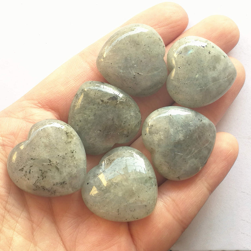 [Australia] - Manekieko 3 Pcs Natural Moonstone Pocket Palm Thumb Healing Crystal Heart Love Worry Stones,25mm Reiki Balancing Crystal and Healing Stones 