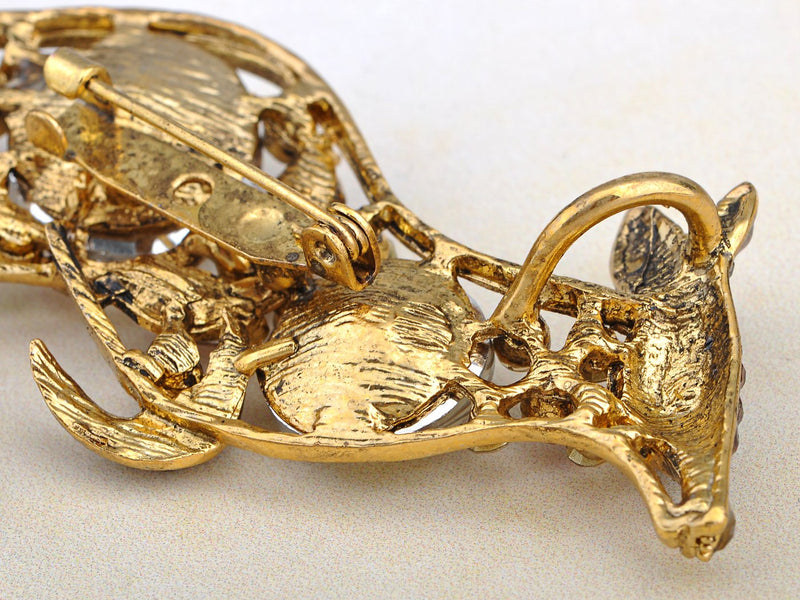 [Australia] - Alilang Golden Tone Topaz Colored Rhinestones Australian Kangaroo Cutout Brooch Pin 