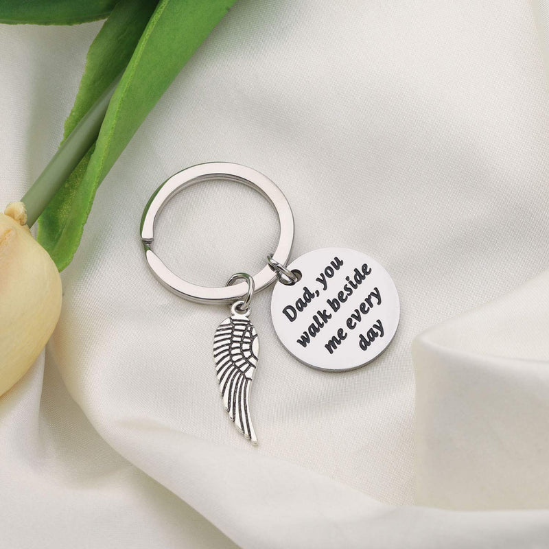 [Australia] - Gzrlyf Dad You Walk Beside Me Every Day Keychain Memorial Gifts for Loss of Father Mother Remembrance Gifts Dad Memorial 