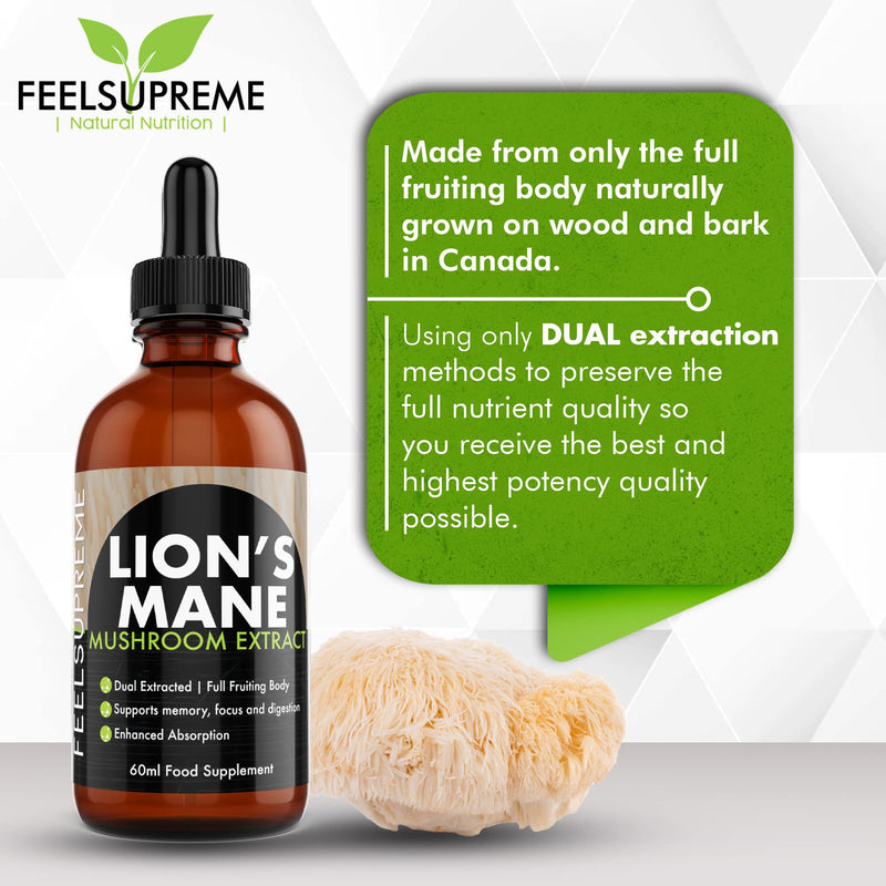 [Australia] - Lions Mane Supplement Mushroom Extract (60ml) High Strength 10:1(15,000mg) Whole Fruiting Body Focus Memory Sleep Brain Health More Easily Absorbed Than Capsules or Powder 