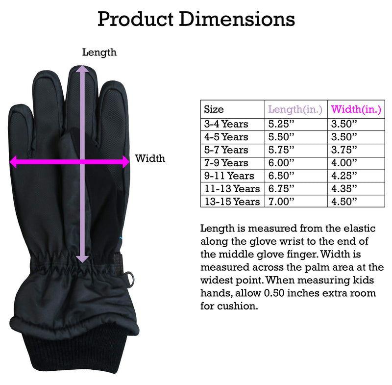 [Australia] - N'Ice Caps Girls Waterproof Thinsulate Fashion Design Winter Snow Ski Gloves Black Scroll Print 9-11 Years 