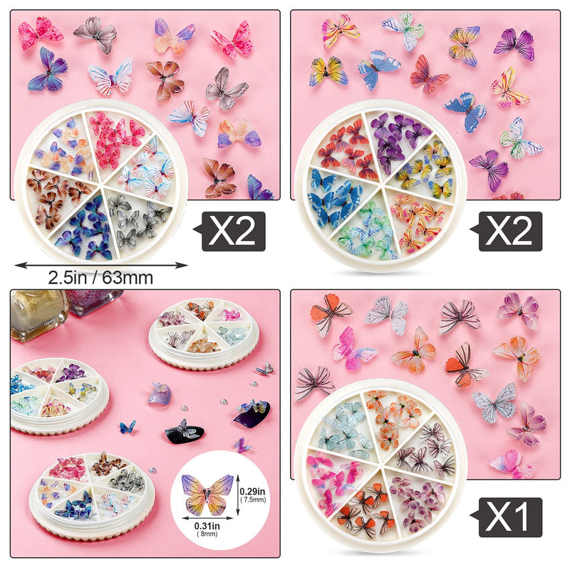 [Australia] - PAGOW 150Pcs 3D Acrylic Butterfly Charms for Nails, 5Boxs Butterfly Nail Glitter Sets, 2021 Novel Design Acrylic Butterfly Nail Charms for Nail Art Decoration & DIY Crafting Design 